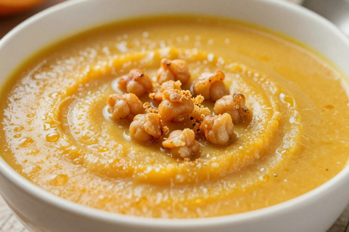 Vellutata di zucca e zenzero con ceci croccanti: un comfort food che rinforza il sistema immunitario in inverno