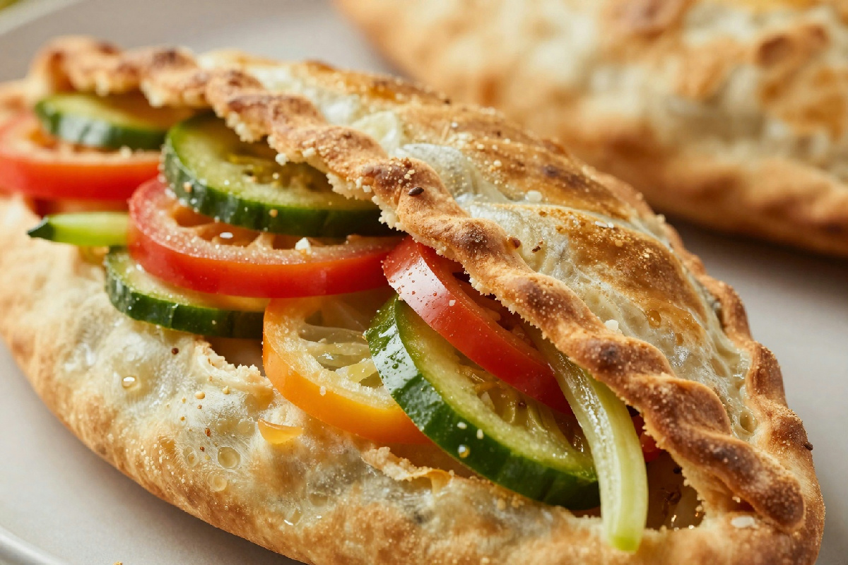 Calzone ripieno di verdure fresche e gustose, un piatto semplice e nutriente da gustare